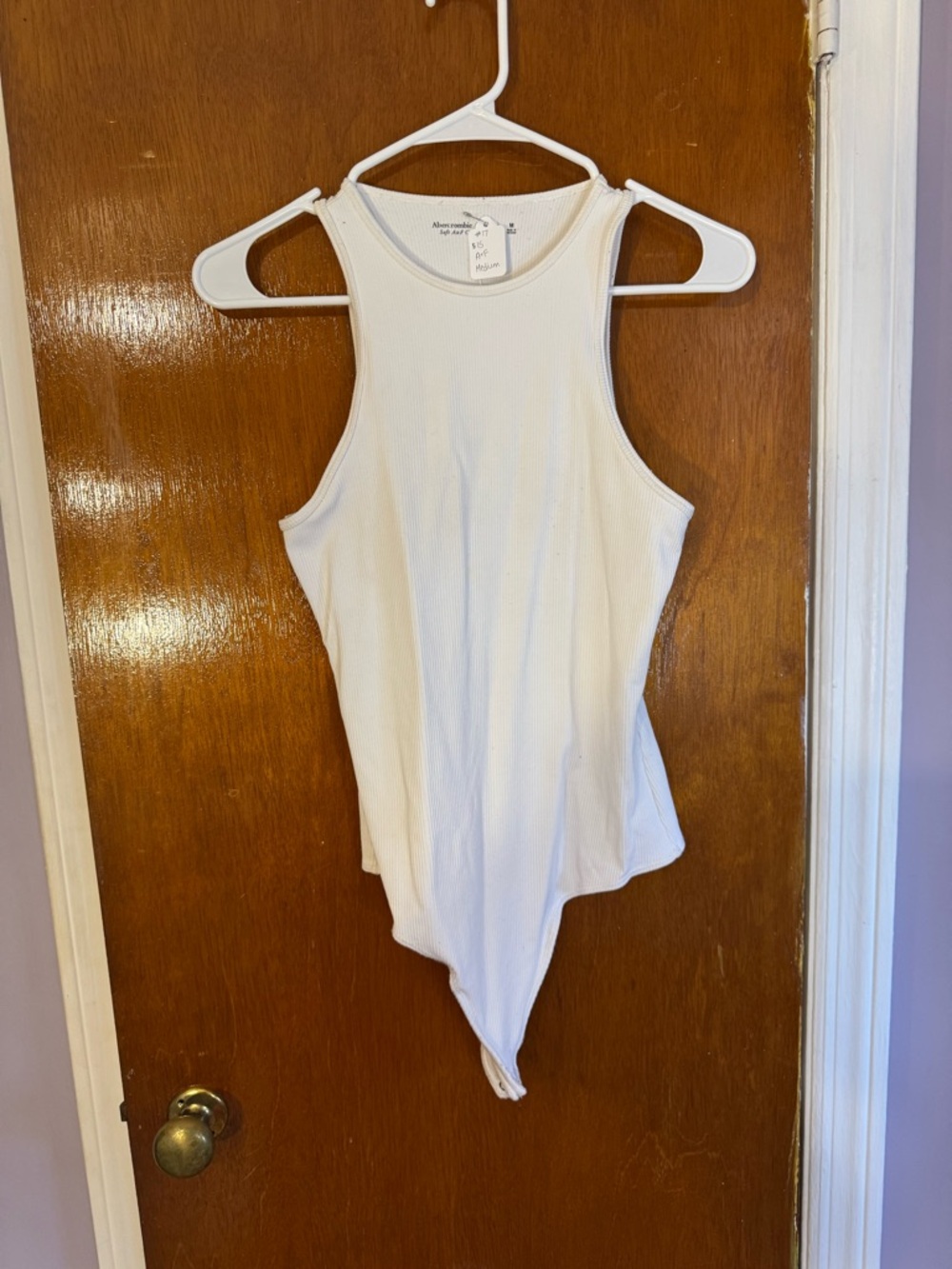 Abercrombie White Ribbed Tank Bodysuit